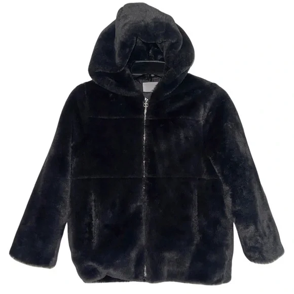 ZARA Girls Faux fur coat with hood for girls